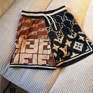 Men's Designer Athletic Shorts - Brown and Black